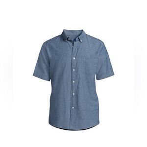 NWT George Blue Chambray Shirt Short Sleeve Sz XL ( 46-48 )